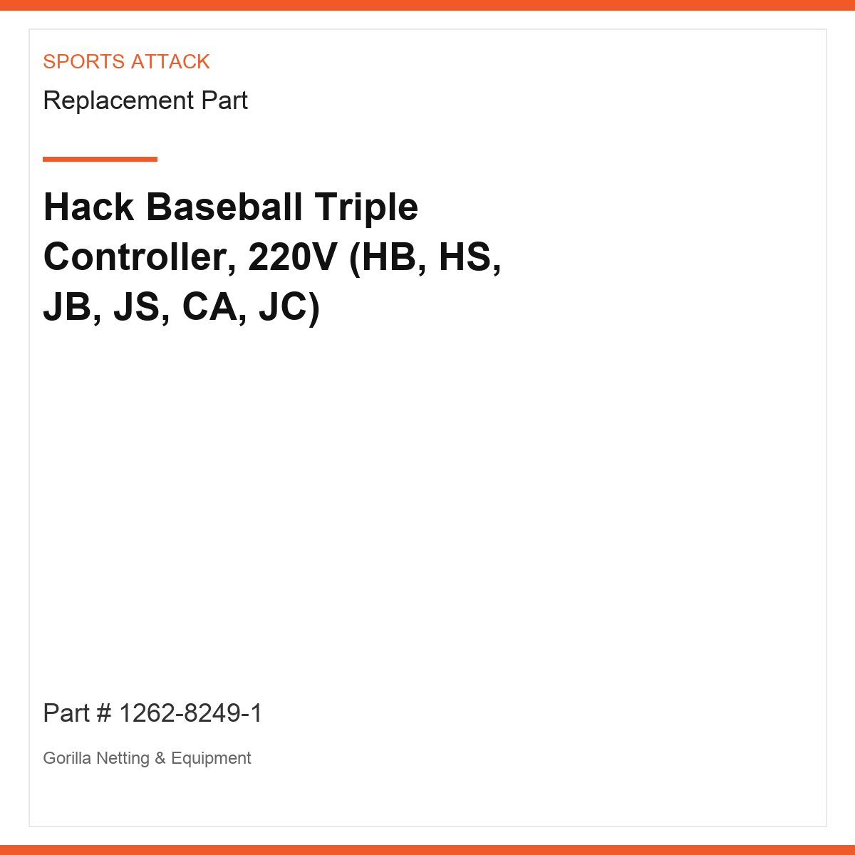 Hack Baseball Triple Controller, 220V (HB, HS, JB, JS, CA, JC)
