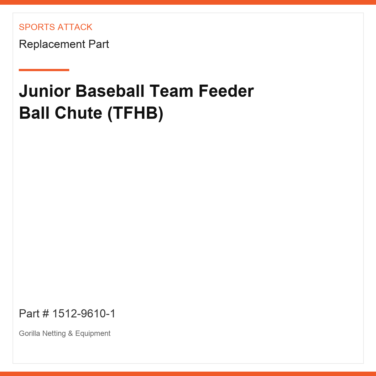 Junior Baseball Team Feeder Ball Chute (TFHB)