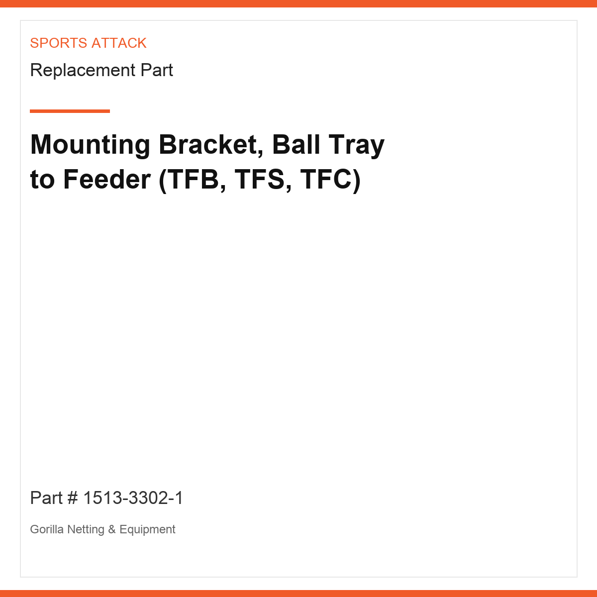 Mounting Bracket, Ball Tray to Feeder (TFB, TFS, TFC)