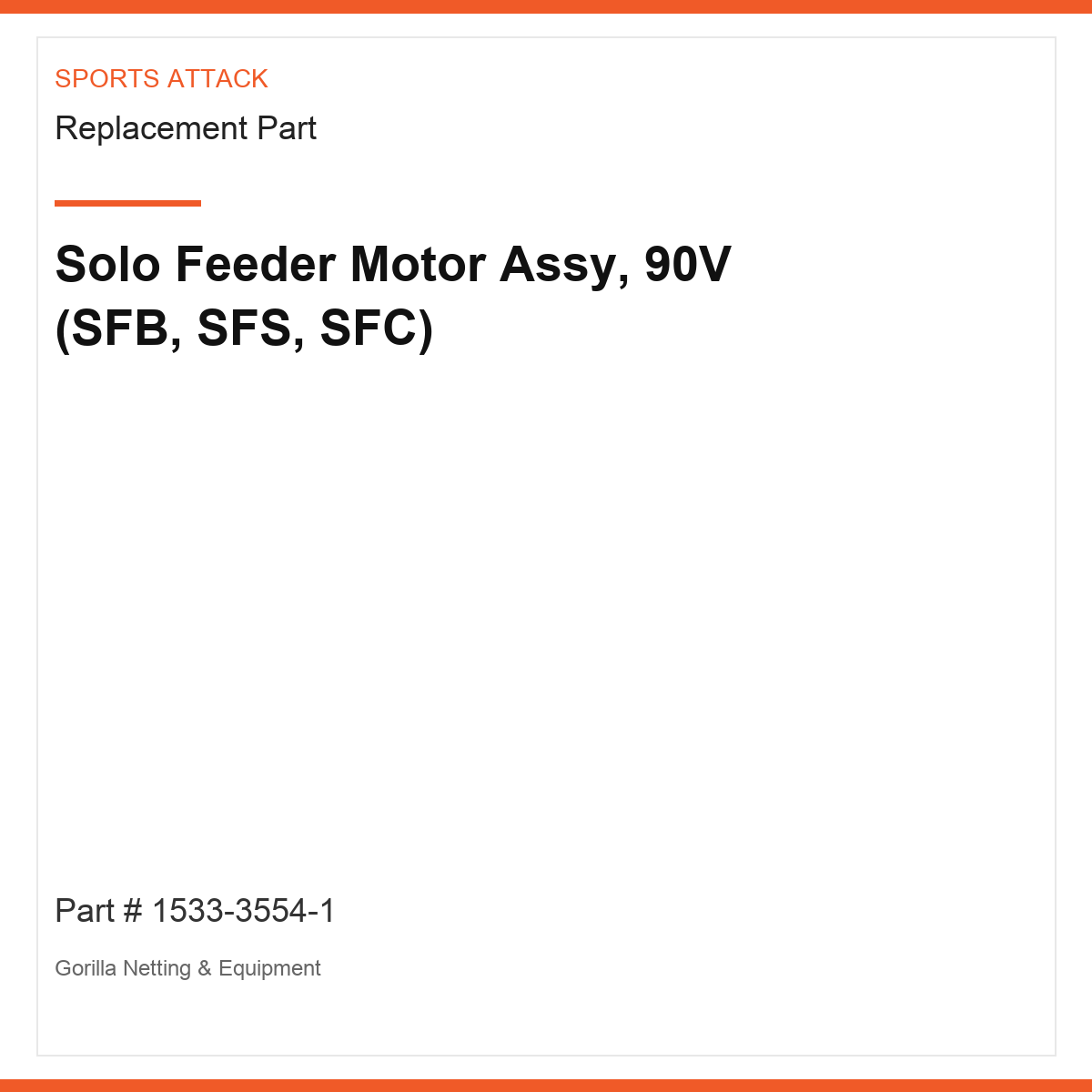 Solo Feeder Motor Assy, 90V (SFB, SFS, SFC)