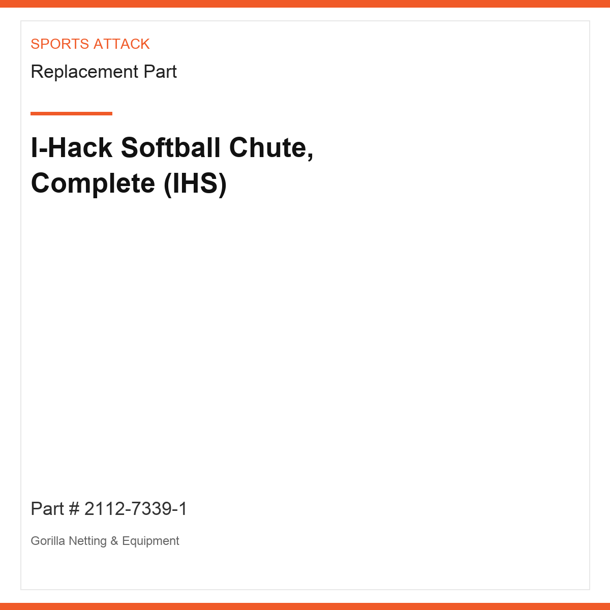 I-Hack Softball Chute, Complete (IHS)