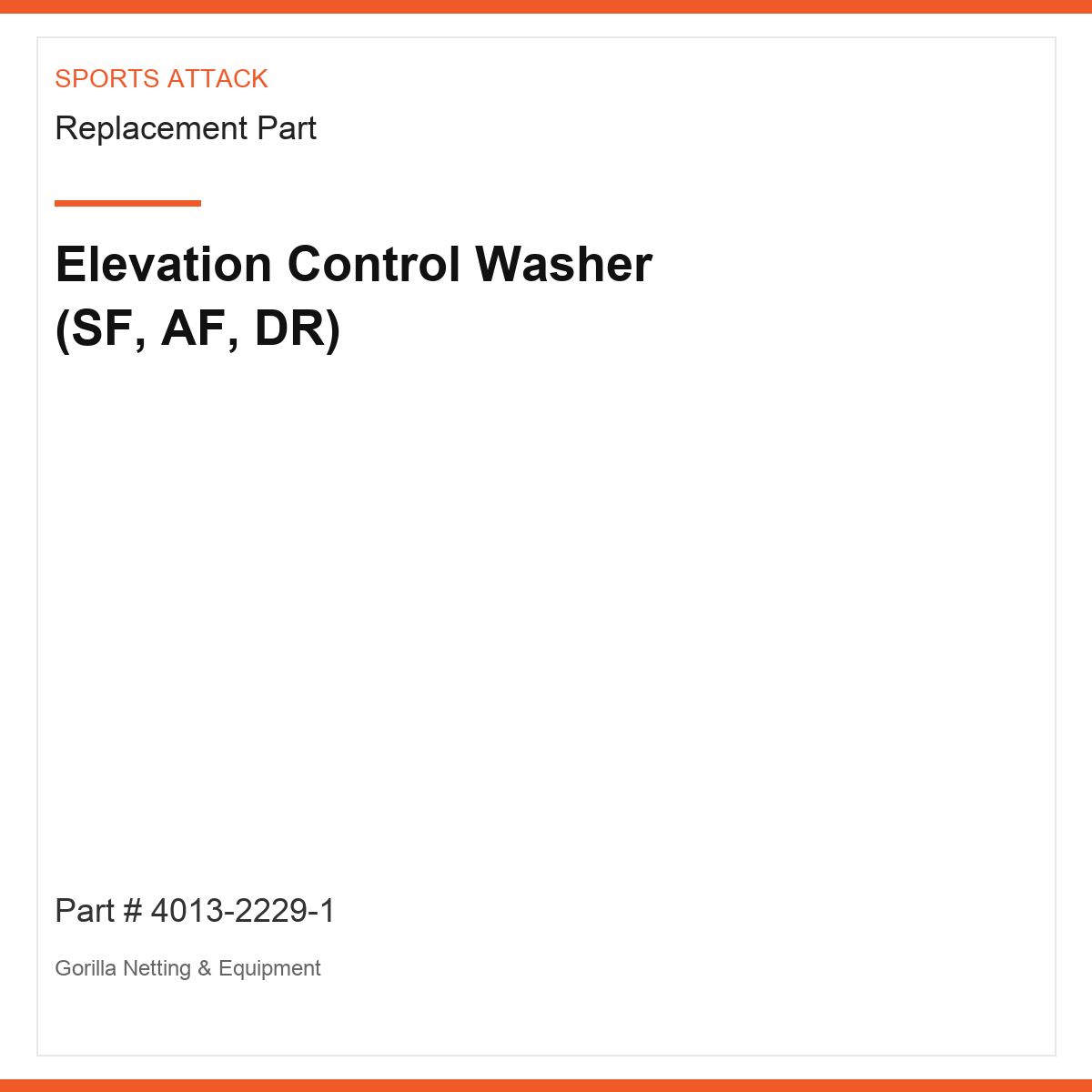 Elevation Control Washer (SF, AF, DR)