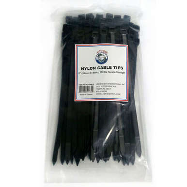 8" Black Cable Ties, 50LB