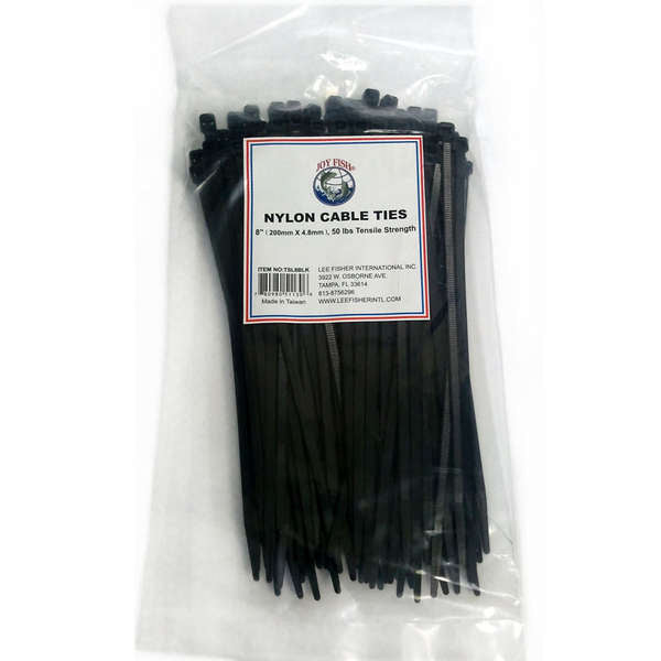 8" Black Cable Ties, 50LB