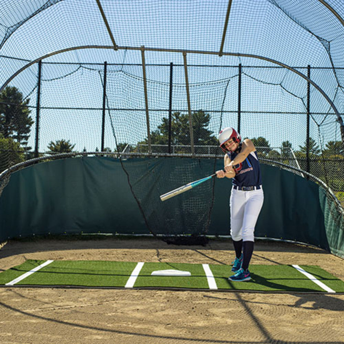 12' x 7' Green Softball Batting Mat Pro with Lines - Durable & Portable