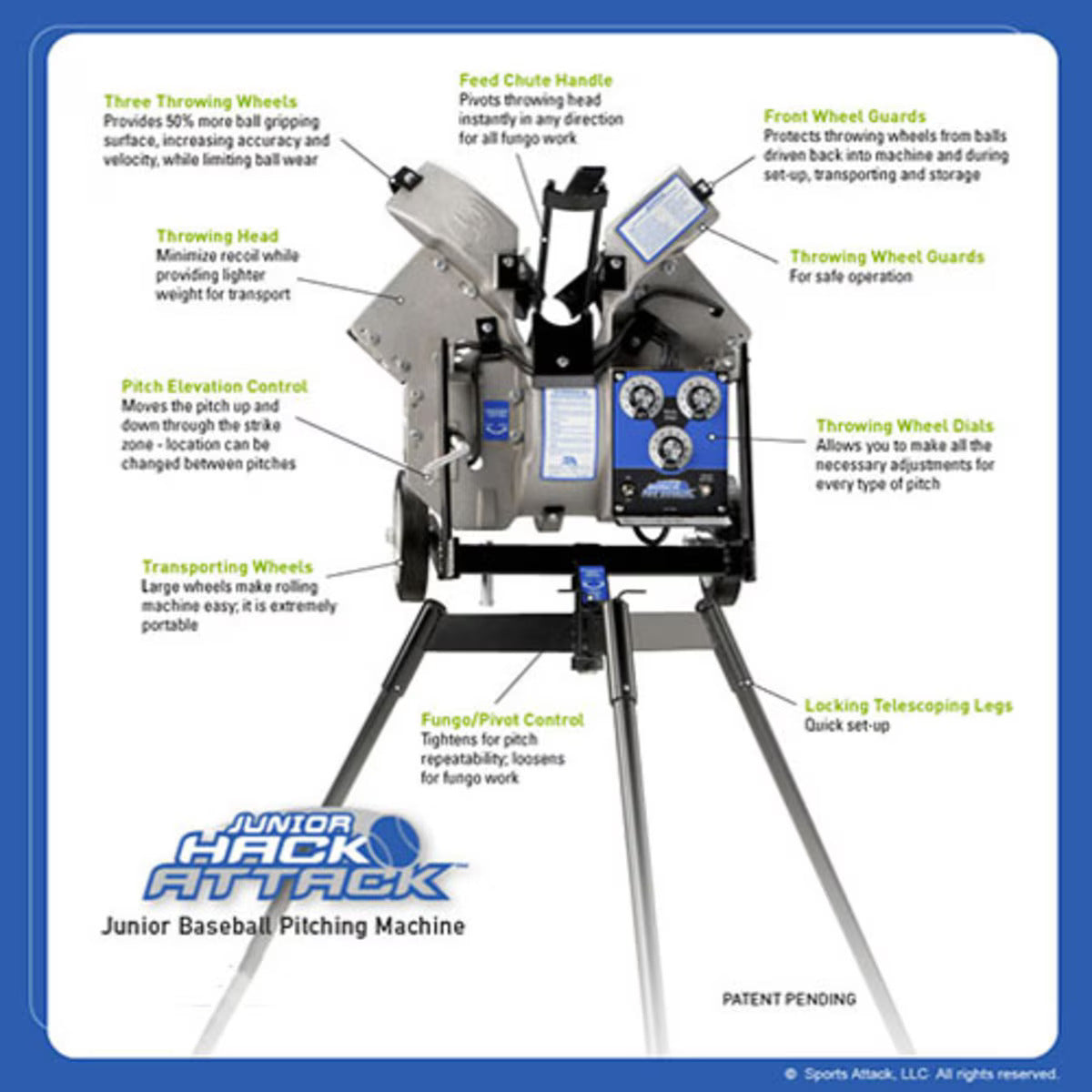 Junior Hack Attack Baseball Pitching Machine - Youth to Pro Training