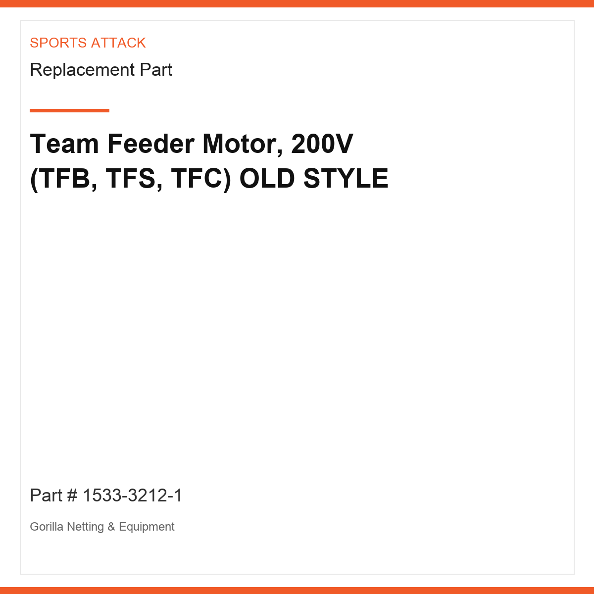 Team Feeder Motor, 200V (TFB, TFS, TFC) OLD STYLE