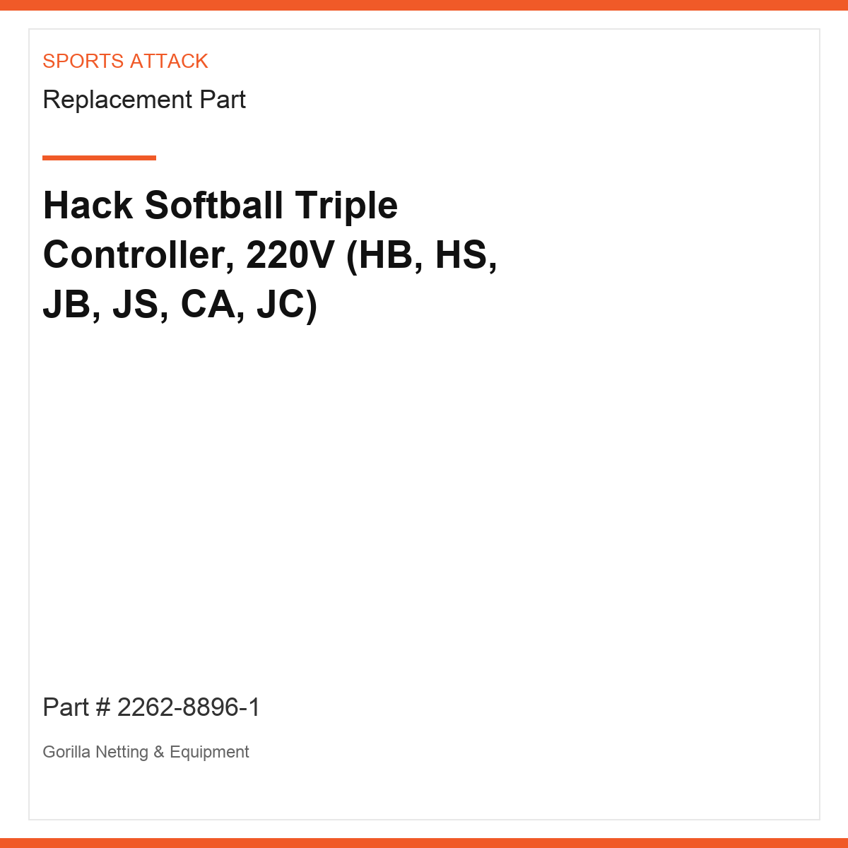 Hack Softball Triple Controller, 220V (HB, HS, JB, JS, CA, JC)