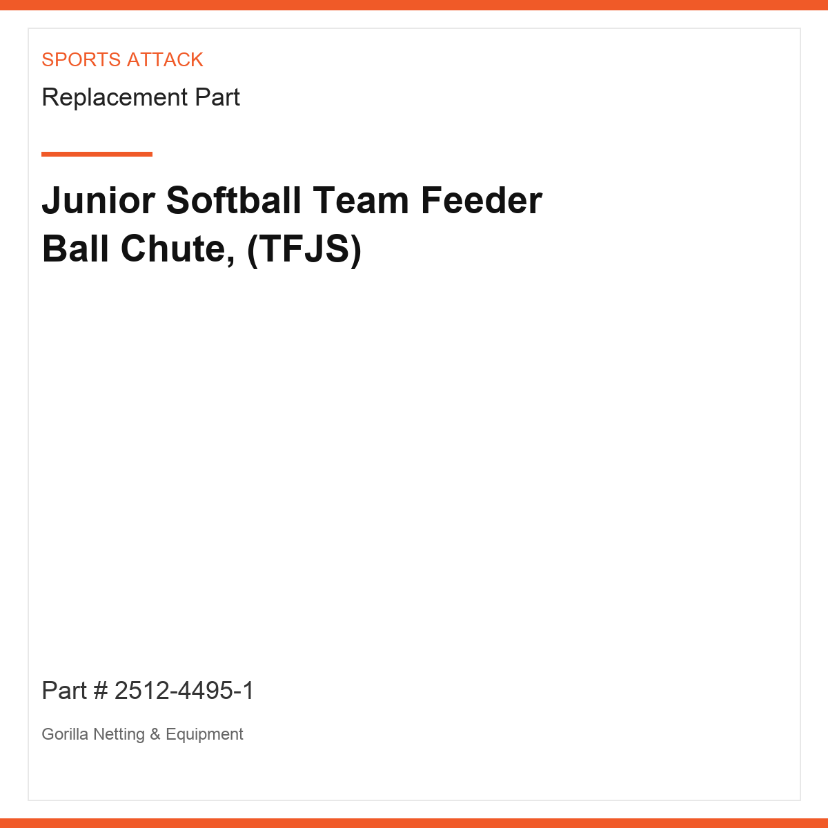 Junior Softball Team Feeder Ball Chute, (TFJS)