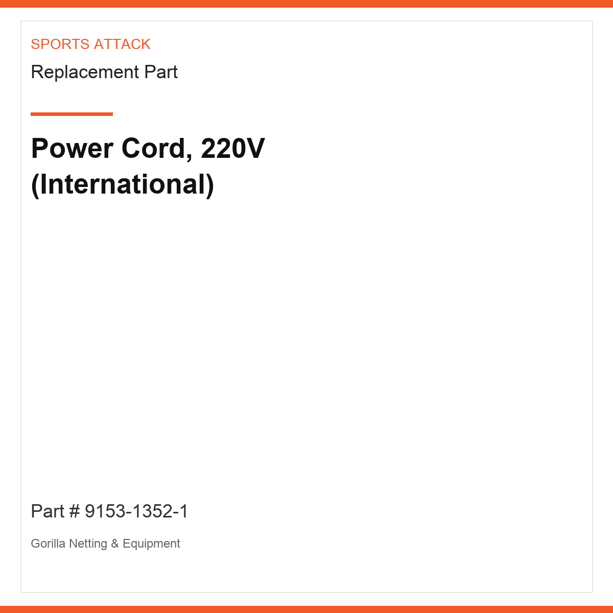 Power Cord, 220V (International)