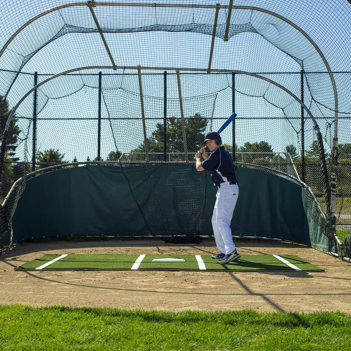 12' x 6' Green Batting Mat Pro with Lines - Portable & Durable