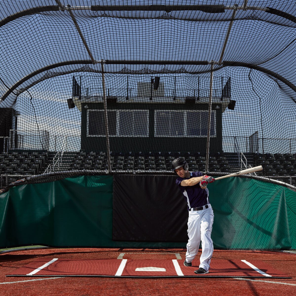 12' x 7' Clay Softball Batting Mat Pro with Lines - Portable & Durable