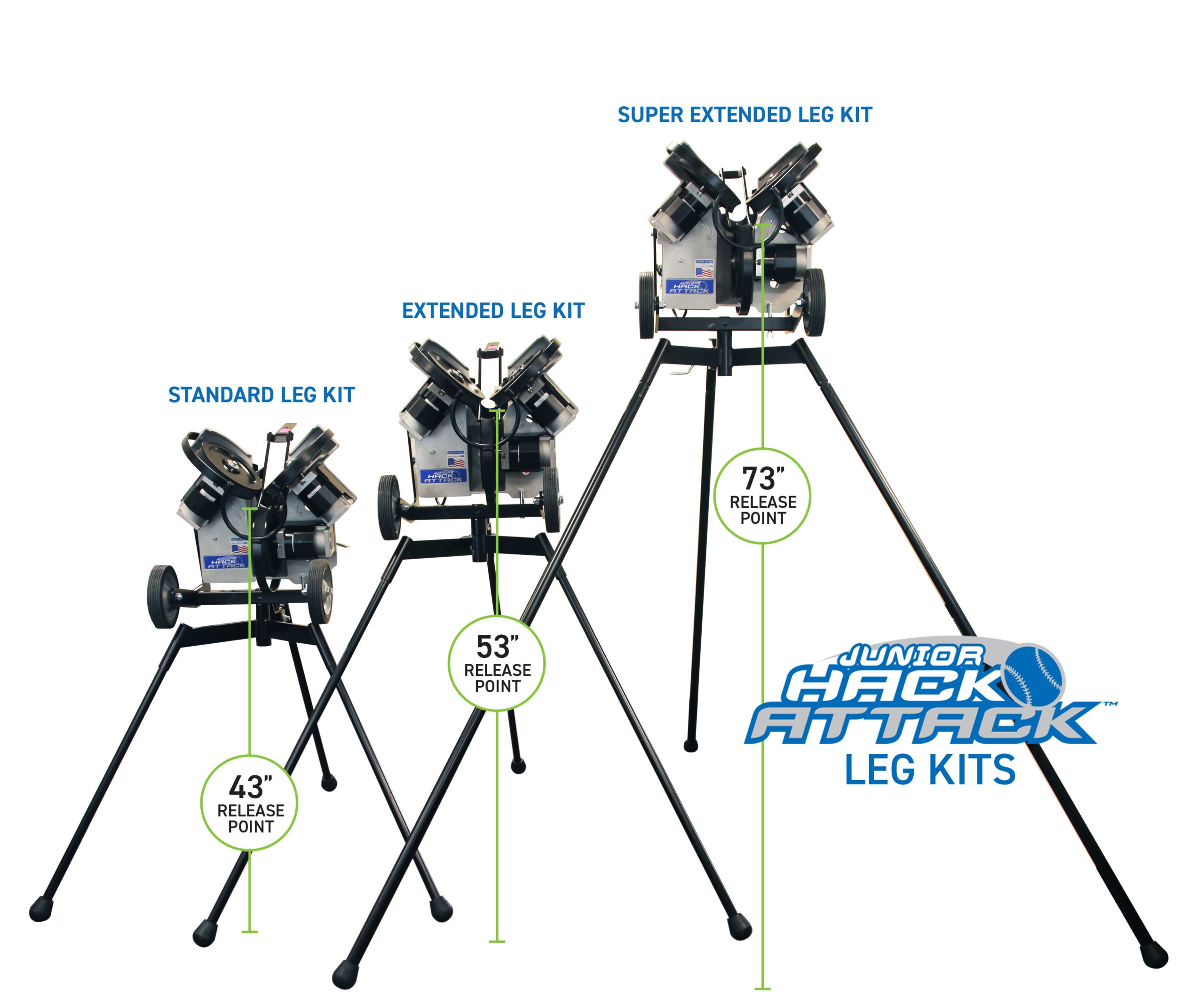 Set of 3 Junior Extra-Extended Legs, 70 1/2”